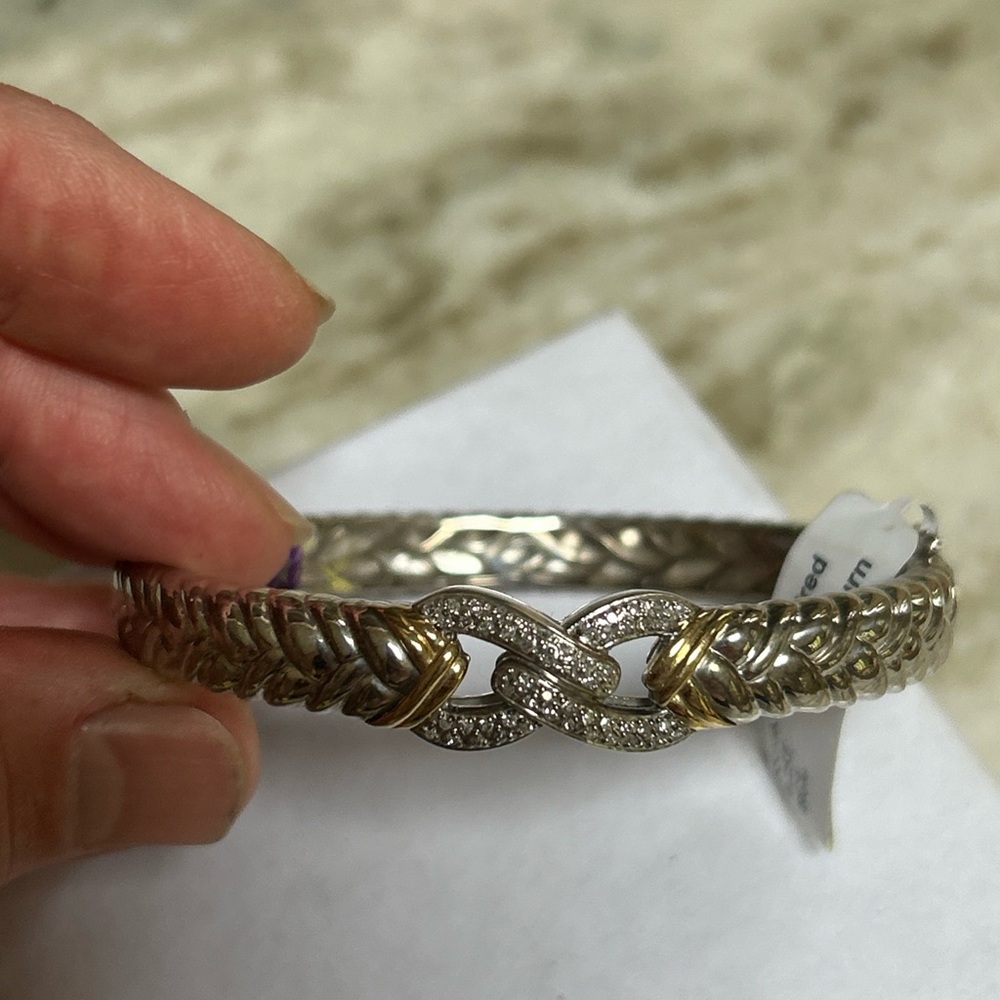 town and country T&C Sterling silver 14k gold hinge bracelet, 925  diamond NEW